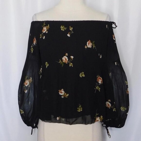 Aritzia Wilfred off the shoulder Talence floral blouse size L - Picture 3 of 10